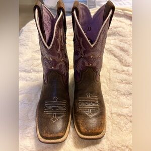 Ariat Little Girls Cowboy Boots Sz 13 Purple and Brown So cute!
